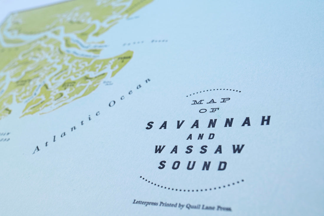 Savannah, Georgia, Letterpress Map