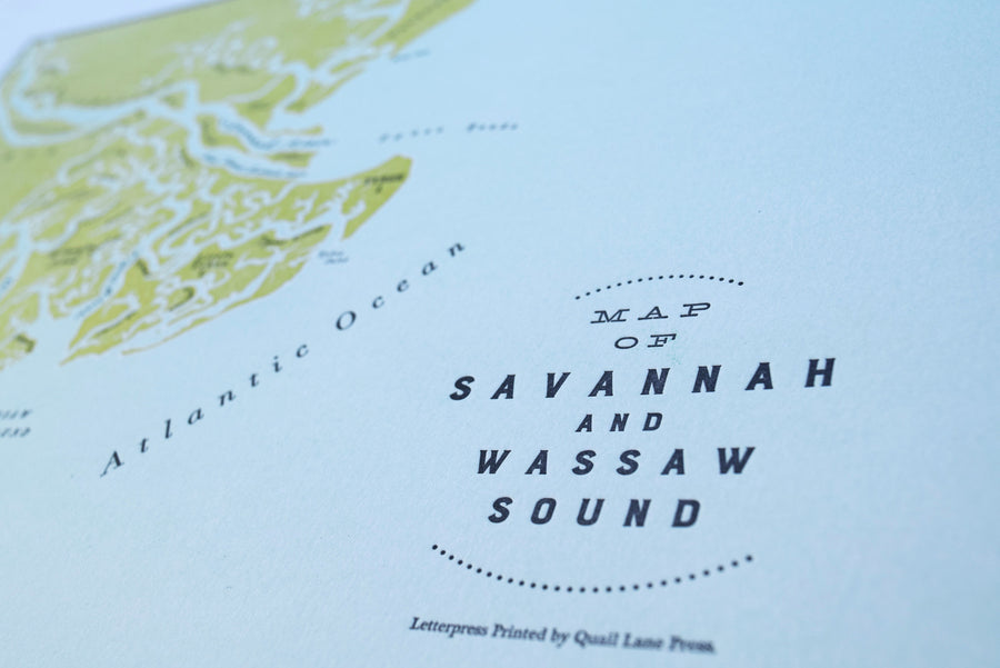 Savannah, Georgia, Letterpress Map