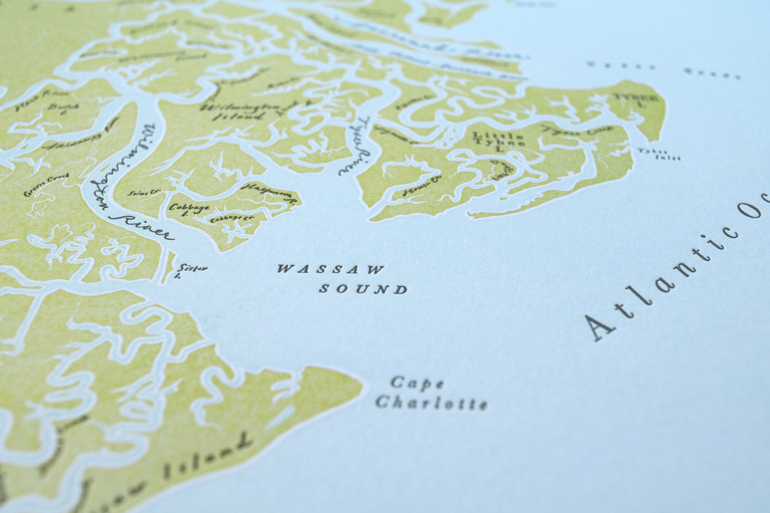 Savannah, Georgia, Letterpress Map